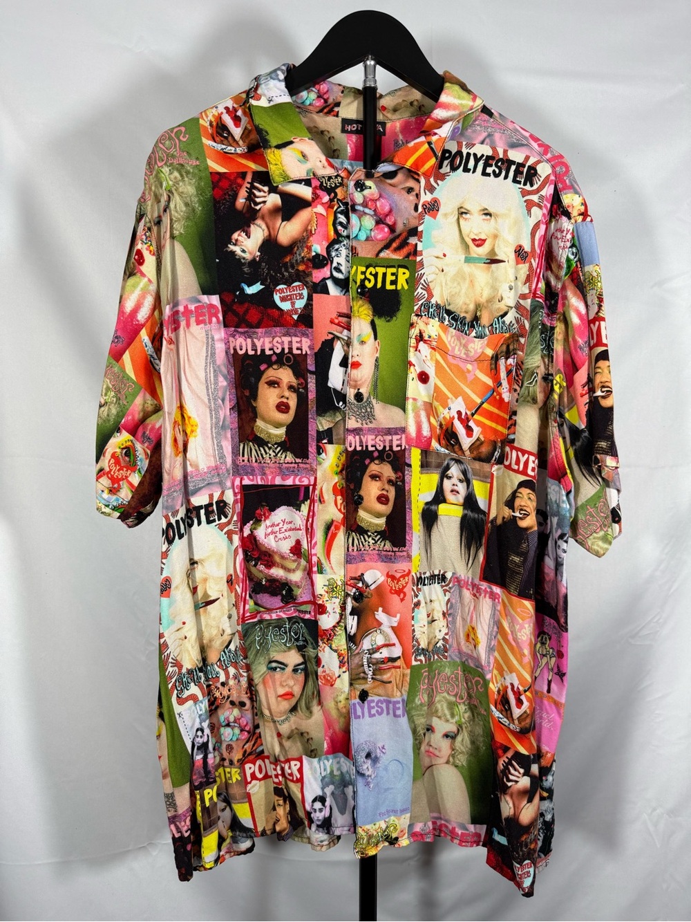 Hot Lava 2X Y2K Magazine Collage Graphic Print Button Front Shirt